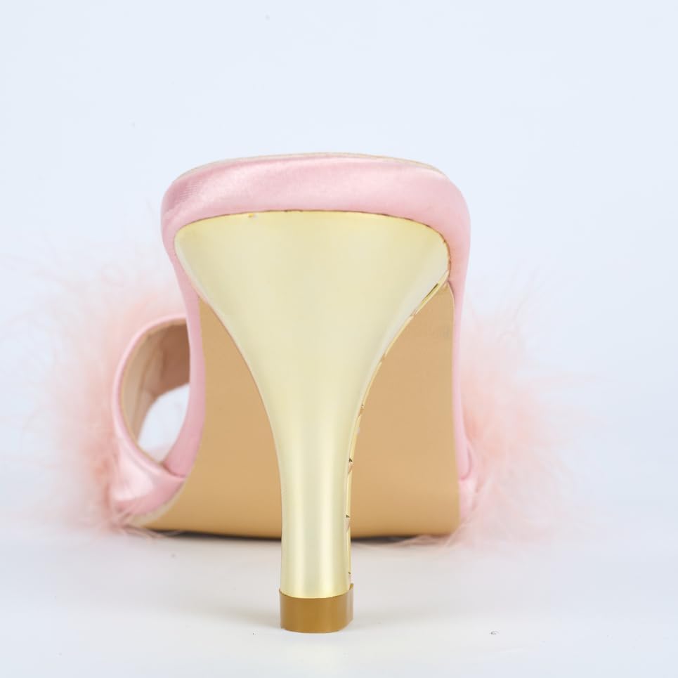 Women Sexy Slipper Cute Fuzzy Heels Furry Kitten Heels for Lingerie Wedding Birthday - Image 5