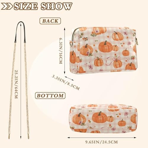 Orange Pumkins Plaid Crossbody Small Bag for Women Vegan Leather Purses Cross Body Bag Zip Shoulder Crossover Bag3