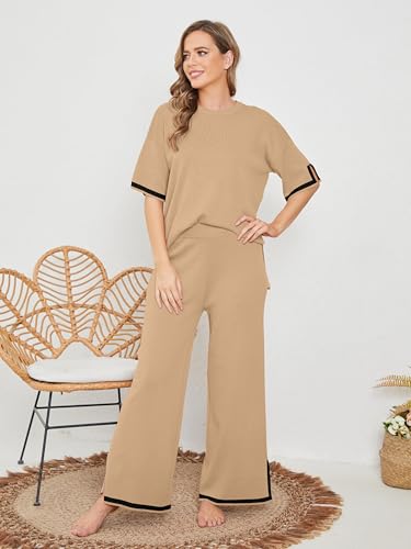 Image of TIGMA Women Casual Summer co ords Set Track Suit Oversized Top Baggy Pant,Top and Pajama Set