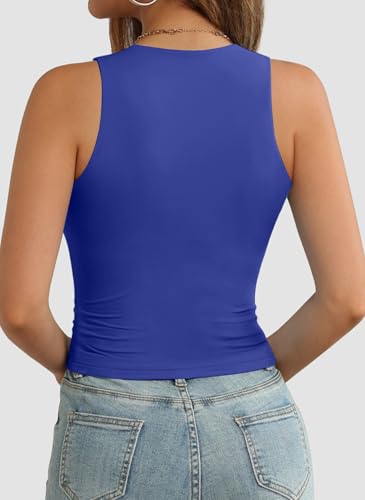 Image of ATHMILE Womens Double Lined Crop Tank Tops Casual Basic Shirts Sleeveless Workout Tops Cute Summer Clothes Teen Girls