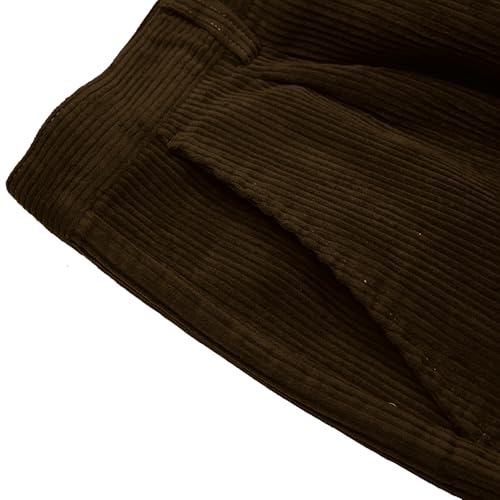 Mens Corduroy Pants Flat Front Vintage Trousers Slim Fit Dress Suit Straight Pants2