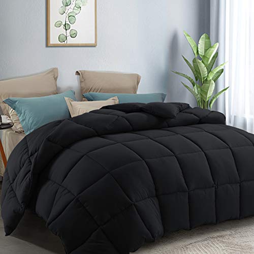 CottonHouse California King Size(96x104) Size All Season Comforter Breathable Hypoallergenic Reversible Quilted Duvet Insert Down Alternative Fill with Corner tabs,Machine Washable-Black