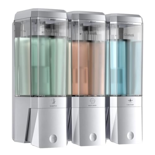Shampoo and Conditioner Dispenser 3 Chamber No Drill...