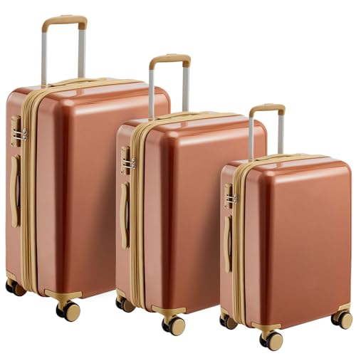 Hardshell PC Luggage Sets 3 Piece Spinner 8 wheels Suitcase with TSA Lock Lightweight 20''24''28''