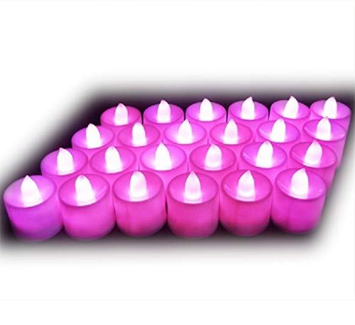 Lot de 24pcs Bougies LED à Piles sans Flamme, Réaliste et Bright, LED Lumières de Thé - Fausses Bougies électriques pour Votive, Table Party Anniversaire Mariage Noël Arbre de noël Rose