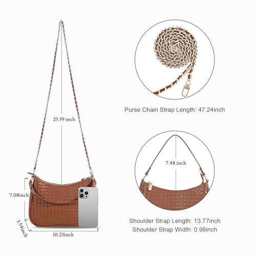 Image of Prpeko Women's Woven Crescent Shoulder Bags Retro 90s Hobo Handbags Top Handle Underarm Bag Clutch Purses