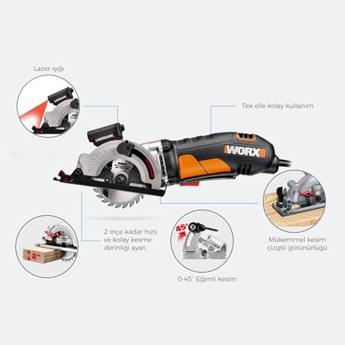 Miniatura 14 de Sierra Circular Worxsaw 27mm, Hc 400w Worx Wx426 Guía Láser, Sistema De Aspiración Integrado, Versátil, Compacto