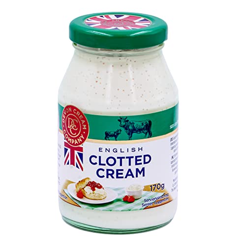 Food-United CLOTTED CREAM 170g englischer Devon Streich-Rahm-Creme im Glass von Coombe-Castle passt zu Cones Apple-Pie-Kuchen Pancakes-Pfannkuchen Dessert-Toppings