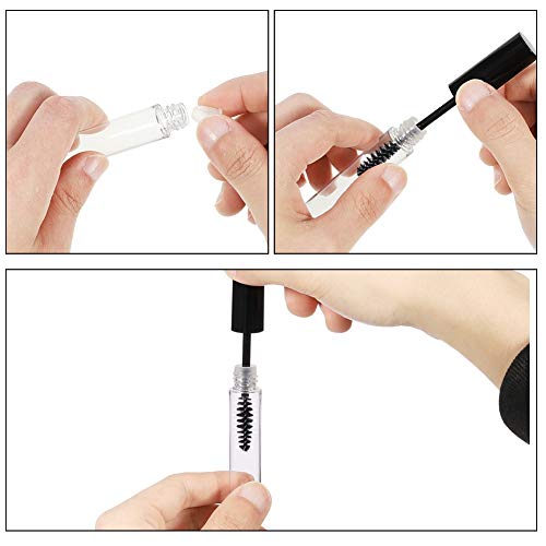 QINREN Refillable Empty Mascara Tube, 5 Pcs Clear Empty Bottle Tube Container with Inner Plug And Mascara Brushes Avoid Leaking for DIY Eyelash Growth Treatment Chap Stick Storage Reusable - Image 5