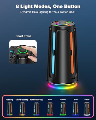 Image of Upgraded [Switch 2 /1 Both] Charging Dock for Nintendo Switch Joycons, 4-in-1 Magnectic Controller Fast Charging Station with Adjustable RGB Lights