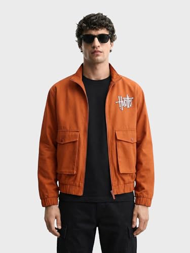 Image of The Indian Garage Co Men Relaxed Fit Long Sleeves Cutaway Collar Graphic Jacket