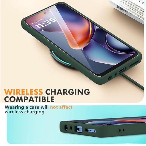 Image of DIZORO Microfiber Candy Case for Motorola Edge 60 Pro case 5G Smooth Touch Cushion Liquid Soft Silicone Gel Rubber Phone Cases Non-Slip Full Body Protective Shockproof Back Cover - Forest Green