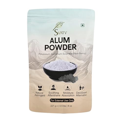 SVATV Alum Powder, Non-Ferric Aluminum Sulfate, Natural Astringent, Soothing Aftershave, Deodorant Alternative, 227g (8 Oz)