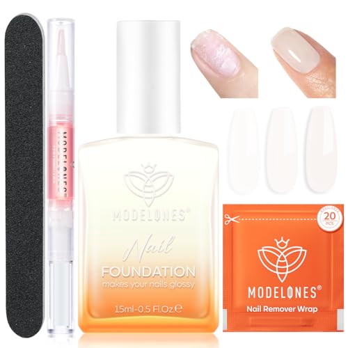 Modelones Nail Strengthener Kits White Nail Polish Remover Pads C...