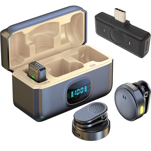 OBEST Microfono inalambrico Solapa USB-C, Mini Wireless Microphone con Magnético, Micrófono sem fio para Móvil,PC,Laptop,Cámara, Cancelación de Ruido, Batería 40H para Youtube, Vídeo, Vlog, Tiktok