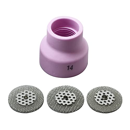 Image of RIVERWELD Champagne Ceramic Nozzle R type 53NACN Screen 53NAbSP3 14# 4pcs | for SR WP 9 20 17 18 26 TIG Welding Torches