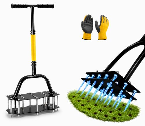 Herramienta manual para airear césped con 16 pinchos y mango ergonómico miniatura 1