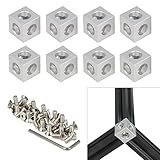 Yeebyee 2020 Aluminium-Würfel-Eckwinkel mit M5x14mm Schrauben für 6mm Schlitz 2020 Serie Aluminium-Strangpressprofil (Silber-Würfel-Ecke)