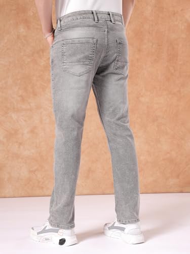 Image of The Indian Garage Co Men Slim Fit Solid Mid-Rise Stretchable Jeans