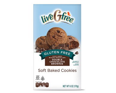 liveGfree Gluten Free Double Chocolate Brownie Soft Baked Cookies 6oz, pack of 1