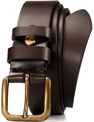 WOLFANT Thicken Full Grain Leather Heavy Duty Work Belts for Men,100% Italian Real Solid Leather