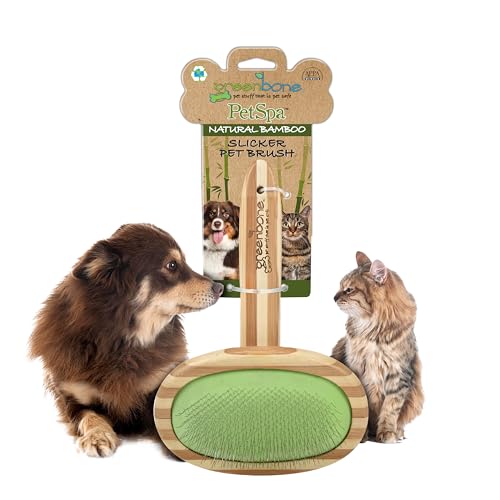 Image of Greenbone Pet Spa Slicker Brush - All-Natural Bamboo Pet Grooming Tool - Entirely Made from Sustainable Bamboo for Dogs & Cats.