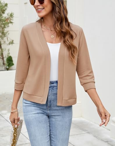 Image of Hount Womens 3 /4 Sleeve Cropped Cardigans Lightweight Casual Open Front Bolero Shrugs Sweaters
