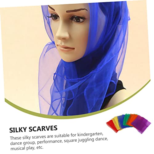 Hemoton 18pcs Small Scarf for Dance Performance Juggling Scarves for Boys and Girls Easy Wash Satin Dance Veils Random Color3