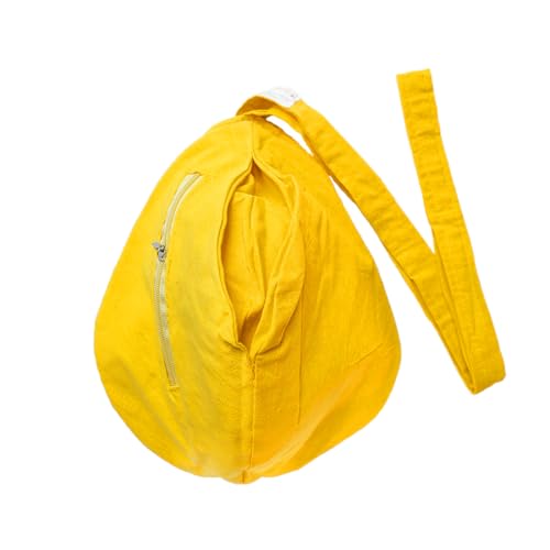Image of Pure Cotton Chanting Bag or Gomukhi Japa Mala Bag or Cotton Bead Bag with Sakshi Mala Counter (Yellow)