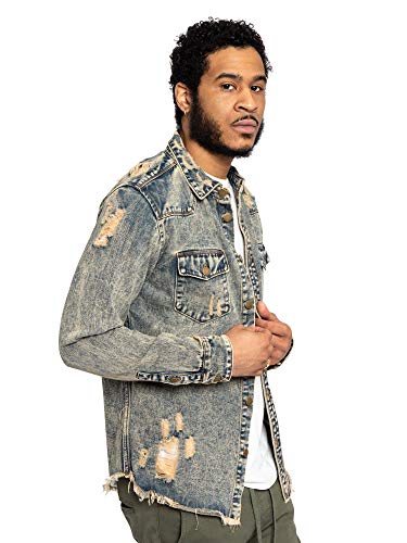 Image of VICTORIOUS Men's Distressed Denim Jacket