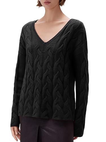 SUUKSESS Women Oversized Cable Sweaters V Neck Long Sleeve Knit Trendy Outfits