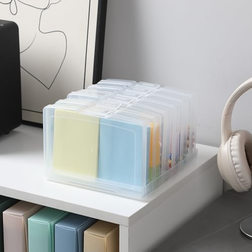 novelinks Transparent 4\" x 6\" Photo Storage Boxes, 6 Inner Photo Organizer Cases with Tray, Picture Storage Containers for 4x6 Prints, Craft & Memory Card Sorting Box (Clear 2Pack)