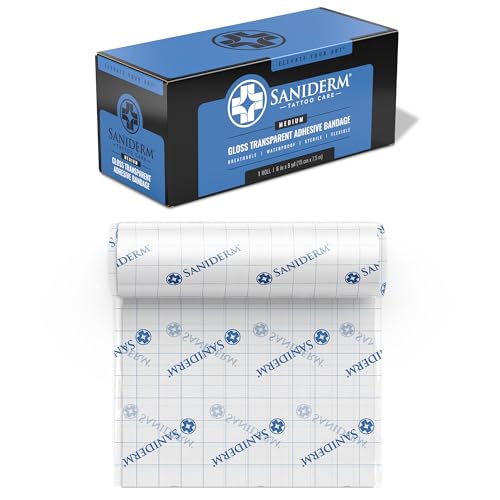 Image of Saniderm - Original Tattoo Aftercare Bandage Roll - 6 in x 8 yd Roll | Features Waterproof, Sterile, Latex-Free Tattoo Film, Gloss Finish and Medical-Grade Aftercare Wrap for Fresh Ink Protection.