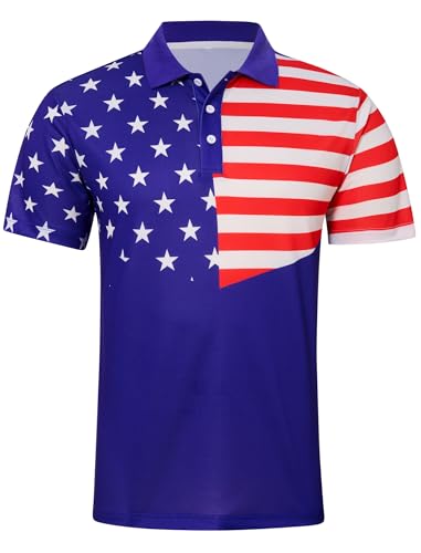 UNIFACO Mens Memorial Day Polo Shirts 4th of July Patriotic...