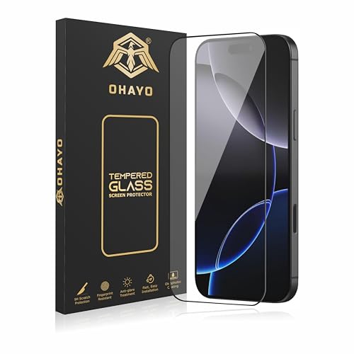 Image of OHAYO Tempered Glass Screen Protector Compatible with iPhone 16 Pro Max (6.9 inch) - 9H Hardness, HD Clear, Anti-Scratch, Bubble-Free Installation, Fingerprint Resistant, Case Friendly