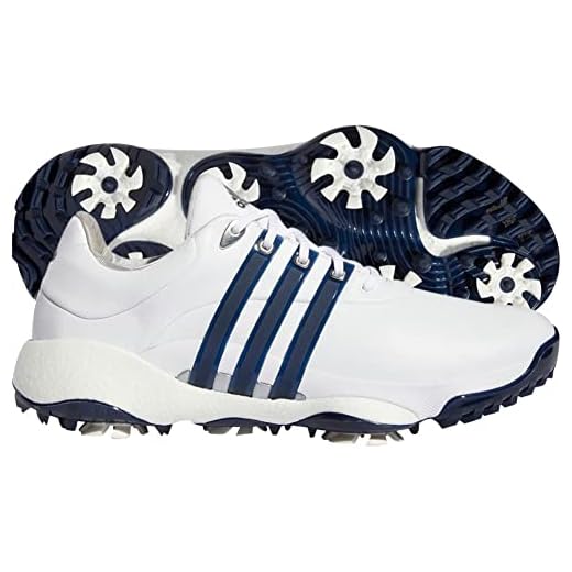 adidas Men's Tour360 22 Golf Shoes, Footwear White/Silver Metallic/Team Navy Blue, 10.5