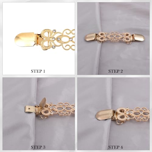Image of Elegant Vintage Shirt Clothes Clips, 5 Pcs Clips Back Cinch, 5 Styles Waist Cincher Clip, Tie Up Sweater-Clip for Women, Clip Back Cinch Decor for Sweater, Cardigan, Collar, Shawl, Scarf