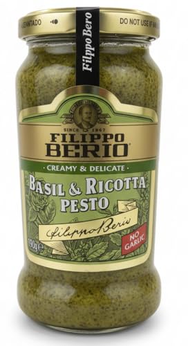 Image of Filippo Berio Basil & Ricotta Pesto • Creamy & Delicate • No Garlic, 6.7 oz ℮ 190 g