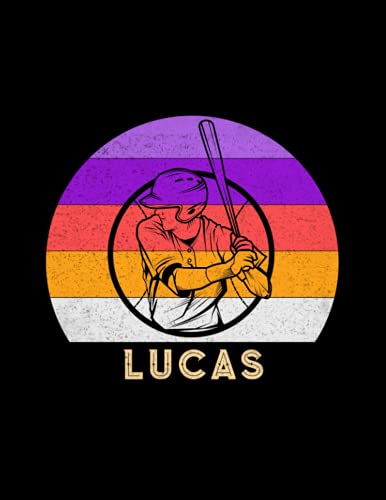 Lucas Name Gift Personalized Baseball Lined Notebook, Daily Journal for Sport Lovers: A4, Lesson, Money, 21.59 x 27.94 cm, Stylish Paperback, Budget, 8.5 x 11 inch, 110 Pages, Business, Diary