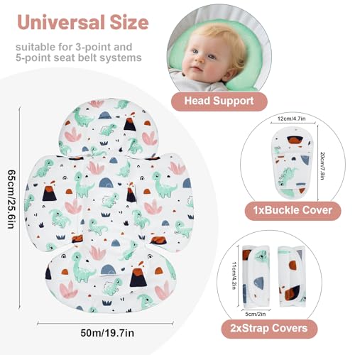 Image of KAKIBLIN Infant Car Seat Insert, Baby Car Seat Cushion, Car Seat Head Support for Infant,Breathable Reversible Carseat Insert Support for Newborn Stroller, Baby Swing, Bassinets, Pushchair (Green)