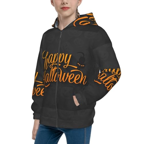 Happy Halloween Kids Pullover Hoodies Boys Zip Up Sweatshirts Girls Athletic Clothes with Pocket