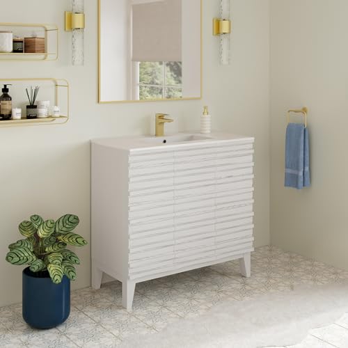 Image of Swiss Madison Cascade 24'' Bathroom Vanity in White - Cabinet