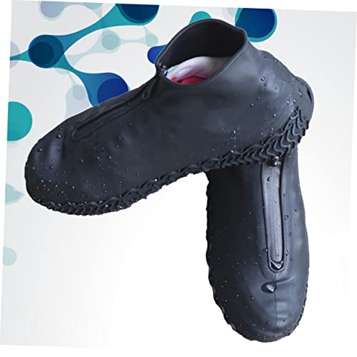 Couvre-chaussures imperméables en silicone noir taille unique pour la pluie - 7