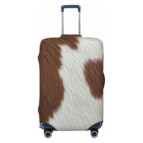 Cow Hide Print Elastic Travel Luggage Cover, Washable Spandex Suitcase Protector, Anti-Scratch Fits 18-32 Inch