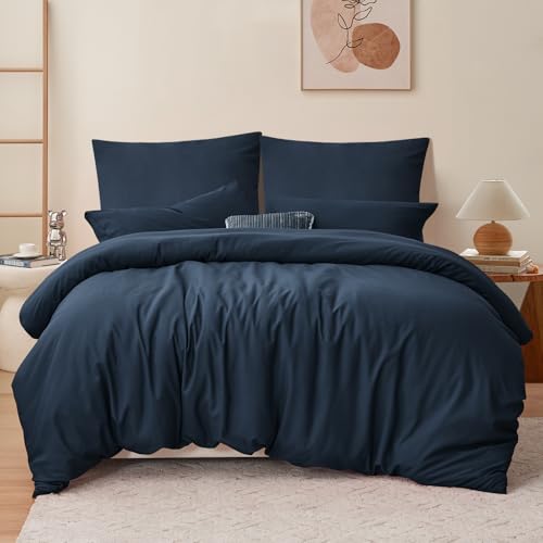 RUIKASI Bettwäsche 220x240 Blau 3teilig - Marine Mikrofaser Bettwäsche-Sets Oeko-TEX, Bettbezüge 220 x 240cm + 2 Kissenbezüge 80x80cm mit...