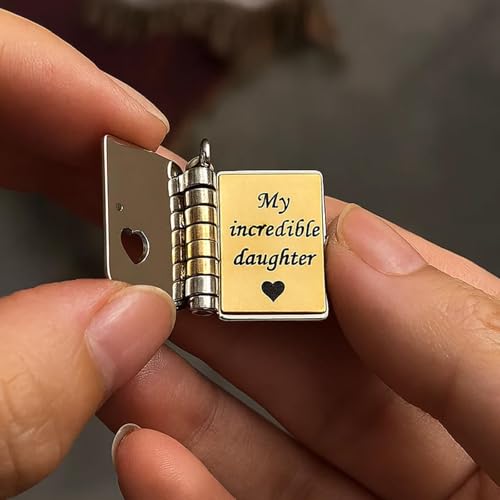 My Little Star Book Necklace,2025 New My Incredible Daughter Book Necklace for Daughter,Birthday Day Gift,Openable Necklaces with 6 Pages of Engraved Information,Carries Everlasting Love4