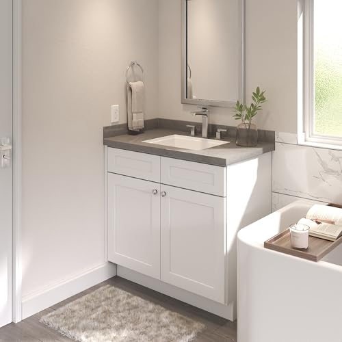 Image of Furinno Shaker Bath Vanity Cabinet Without Top, Ready to Assemble, 21 D x 36 W x 34.5 H, White