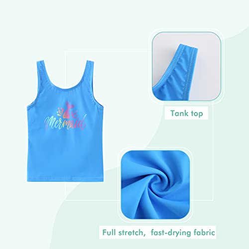 Image of Girls 3 Piece Rash Guard Swimsuits Set for Girls Short Sleeve Bathing Suits Hawaiian Swim Set 3-16 Years