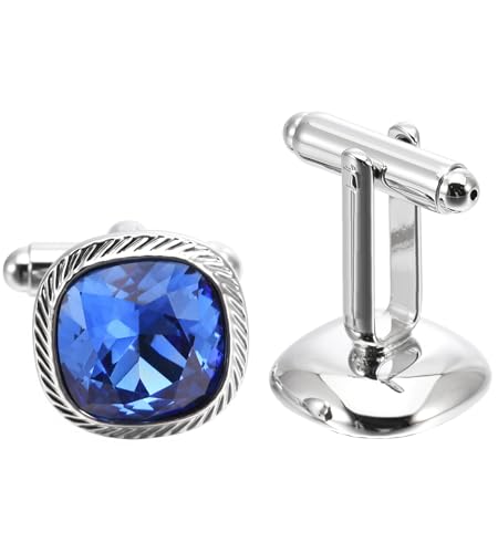 Gemelos cuadrados plateados con cristal azul ZEEY miniatura 3