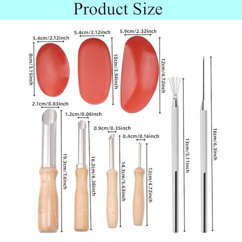 Accfore 3 Sizes Rubber Pottery Clay Ribs+4 Stainless Steel Circular Clay Hole Cutters+1 Clay Ceramic Needle + 1 Feather Wire Texture Detail Tools Crafts for Sculpting Texturing Artists Modeling Potter